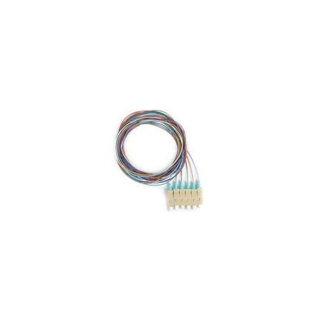 Cable Wholesale 6 Strand Fiber Pigtail, 50/125 Multmode(Aqua Boot), OM3, SC/PC connectors, 3 meter 15F1-40006